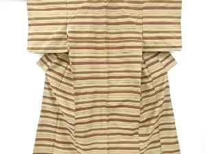 未使用品　仕立て上がり　横段織り出し手織り紬着物